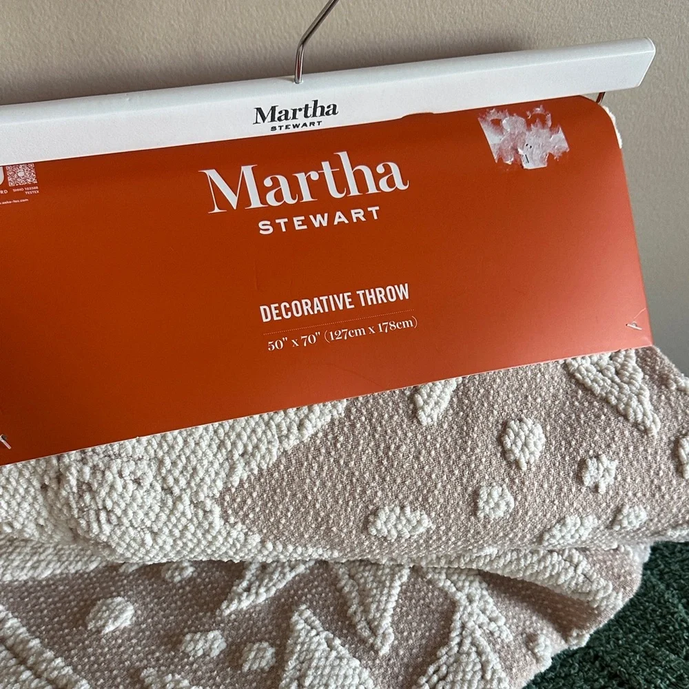 Martha Stewart Ivory & Beige Chenille Sunflower 🌻 Throw Blanket NEW!